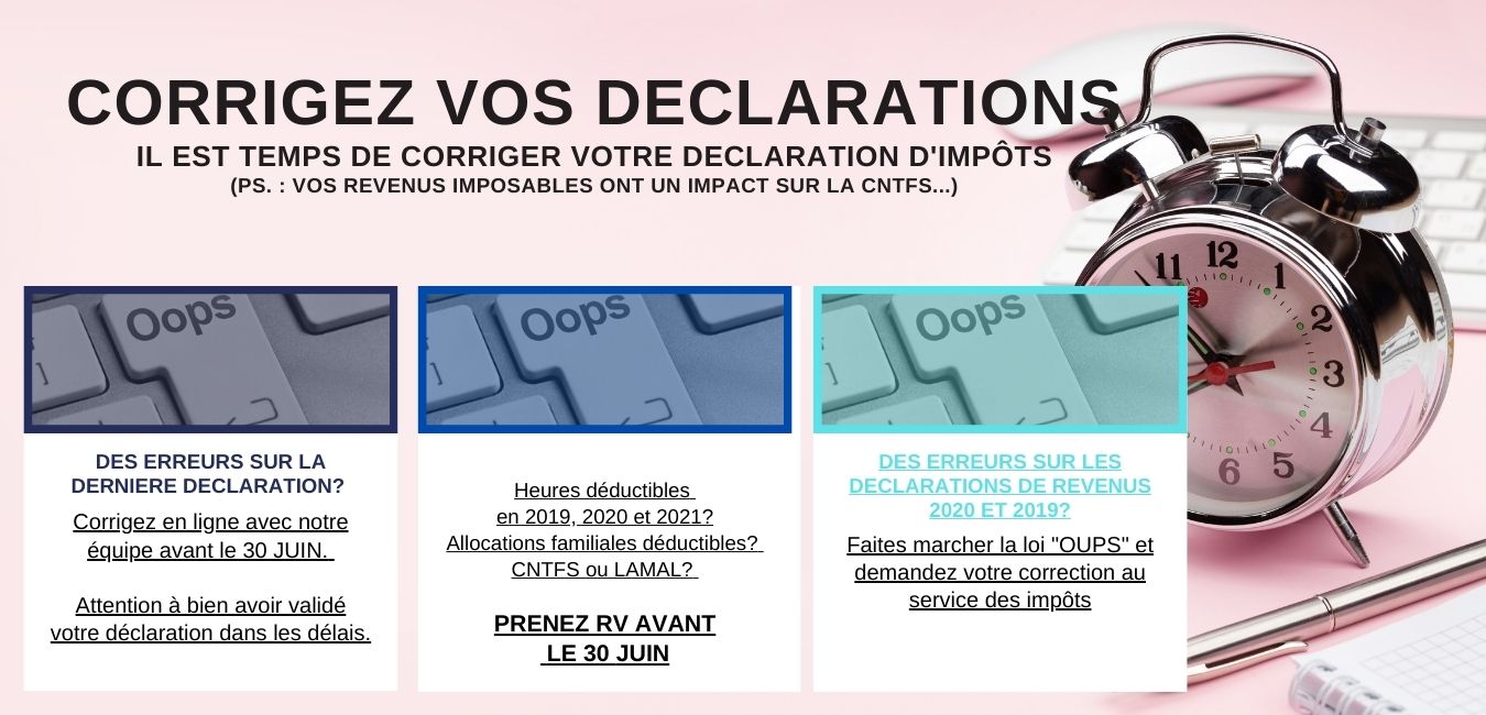 dates limites pour les délcarations d'impôts : département 01 : 24 mai, départements 25/39 : 31 mai, départements 90,68,73 et 74 : 8 juin. Prenez RV pour corriger vos déclarations.